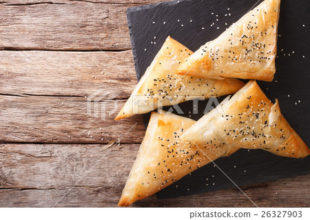 Delicious pies filo pastry with chicken, spinach 26327903