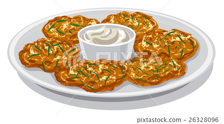 potato pancakes with sauce 26328096