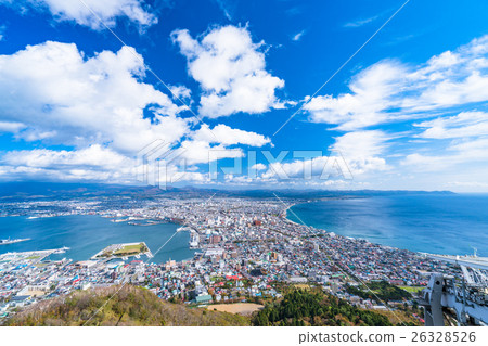 北海道 函館的城市風景 從函館山 照片素材 圖片 圖庫