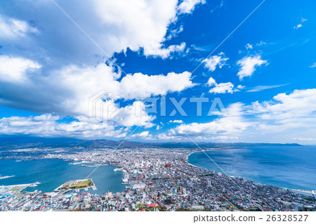 北海道 函館的城市風景 從函館山 照片素材 圖片 圖庫