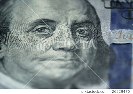 closeup portrait of Benjamin Franklin on new closeup portrait of Benjamin Franklin on new 26329470