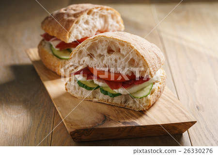 italian sandwich with speck and mozzarella 26330276