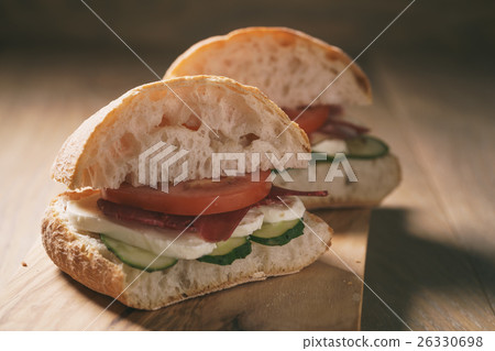 italian sandwich with speck and mozzarella 26330698