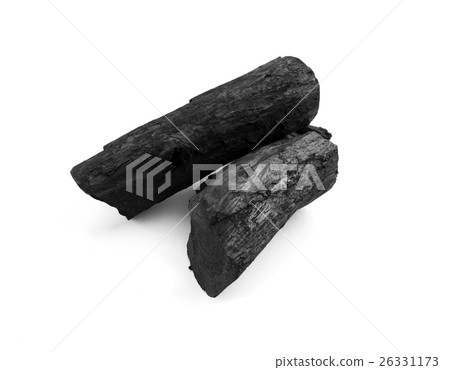 Black charcoal on white background Black charcoal on white background 26331173