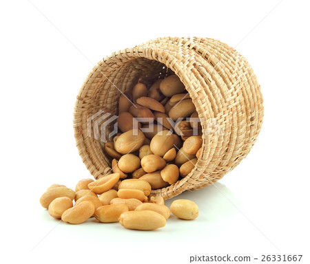 peanuts in the basket on white background 26331667