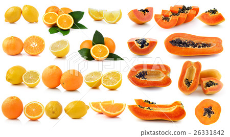 Fresh lemon Orange fruit and papaya Fresh lemon Orange fruit and papaya 26331842