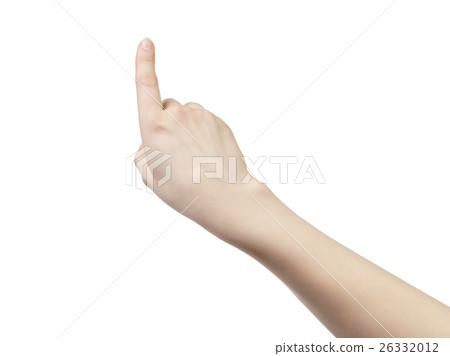 young woman hand touch screen gesture isolated 26332012