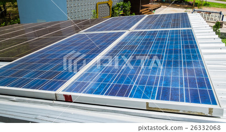 Solar panels power energy alternative on roof Solar panels power energy alternative on roof 26332068