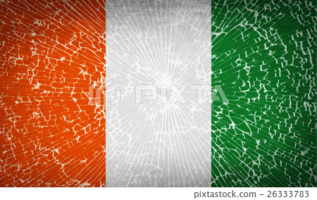 Flags Cote dlvoire with broken glass texture. Vect Flags Cote dlvoire with broken glass texture. Vect 26333783