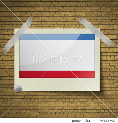 Flags Crimea at frame on a brick background. Vecto Flags Crimea at frame on a brick background. Vecto 26333790