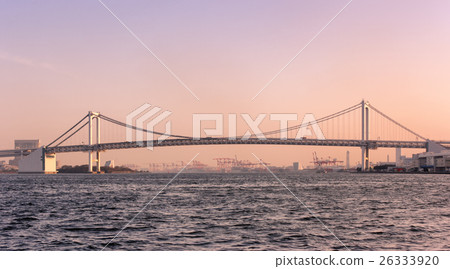 Landscape bridge and tower at evening Landscape bridge and tower at evening 26333920