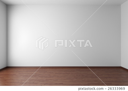 Empty white room with dark parquet floor Empty white room with dark parquet floor 26333969