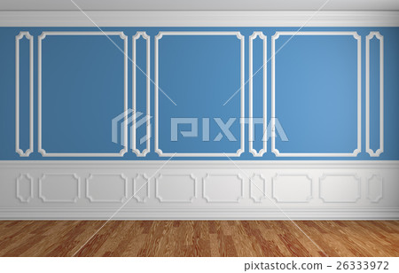 Blue wall in classic style empty room Blue wall in classic style empty room 26333972