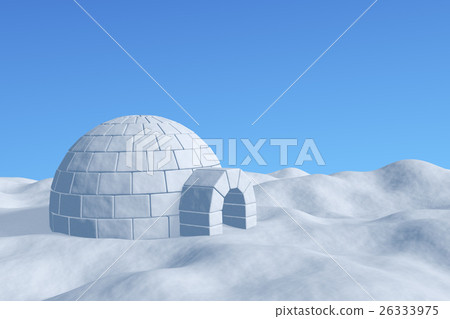 Igloo icehouse under blue sky closeup view Igloo icehouse under blue sky closeup view 26333975