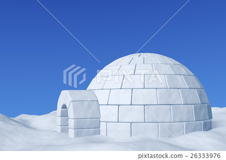 Igloo icehouse under blue sky closeup Igloo icehouse under blue sky closeup 26333976