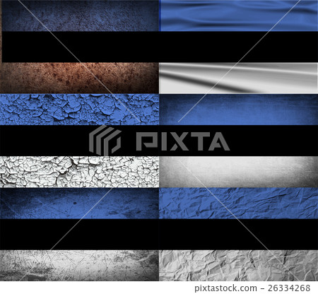Set of six flags Estonia with old texture. Vector - Stock Illustration ...