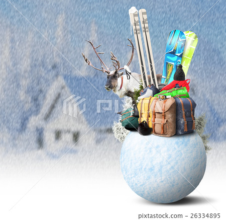 Baggage tourist skier and snowboarder 26334895