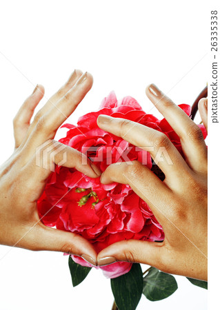 beauty delicate hands with manicure holding flower 26335338