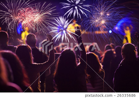 Crowd watching fireworks at New Year 26335686
