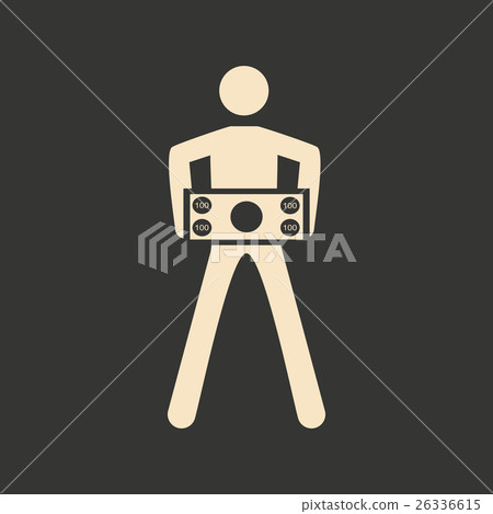Flat in black and white man holding banknote - Stock Illustration ...