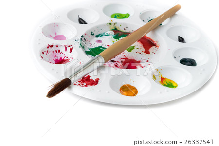 Closeup Paintbrush and Palette with watercolor 26337541
