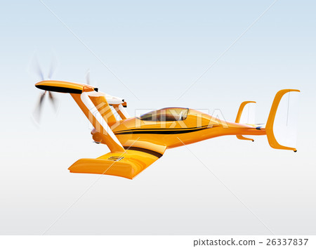 Yellow drone taxi. Automatic driving aerial transport concept. 26337837
