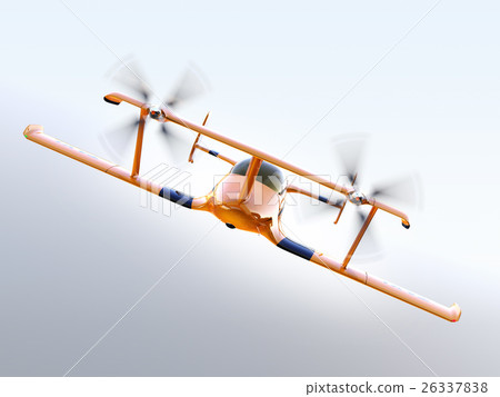 Yellow drone taxi. Automatic driving aerial transport concept. 26337838