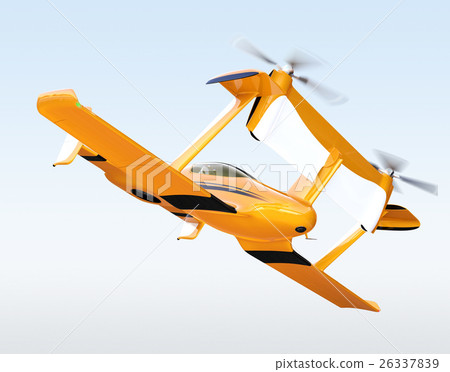 Yellow drone taxi. Automatic driving aerial transport concept. 26337839