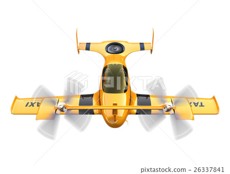 Yellow drone taxi. Automatic driving aerial transport concept. Yellow drone taxi. Automatic driving aerial transport concept. 26337841