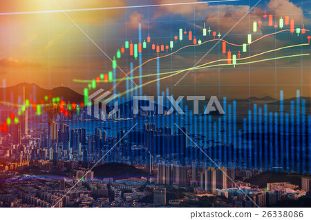 Double exposure of stocks market chart Double exposure of stocks market chart 26338086