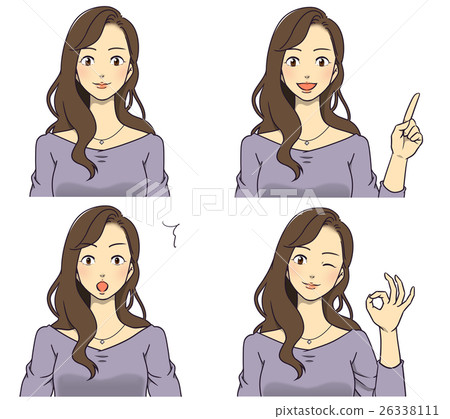 女性上身姿勢面部表情集 26338111