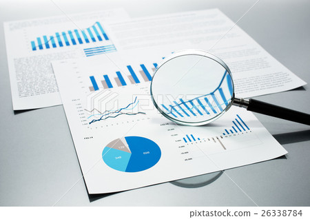 檢查報告。放大鏡放大圖。 檢查報告。放大鏡放大圖。 26338784