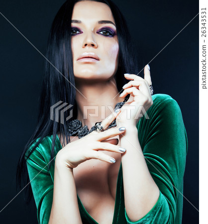 young pretty brunette woman fashion dressed young pretty brunette woman fashion dressed 26343531