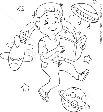 Kid Book Space Coloring Page 26343745