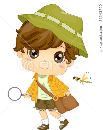 Kid Boy Out Observe Nature Kid Boy Out Observe Nature 26343790