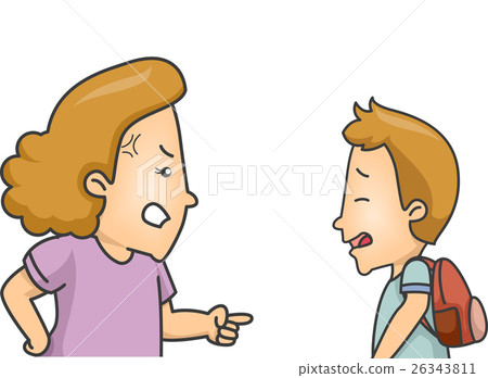 Kid Boy Student Scolded Mom - Stock Illustration [26343811] - PIXTA