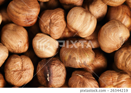 peeled hazelnuts directly from above peeled hazelnuts directly from above 26344219