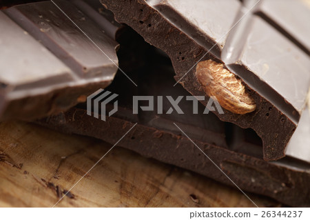 homemade chocolate with almond nuts on wood table homemade chocolate with almond nuts on wood table 26344237