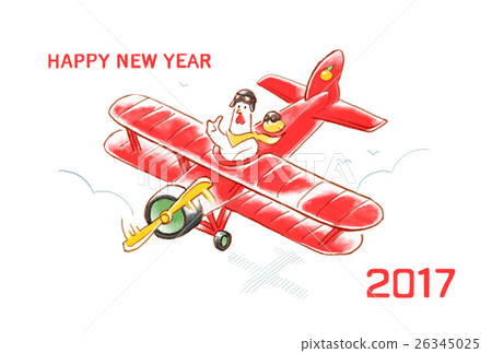 雞新年的卡上飛機 26345025