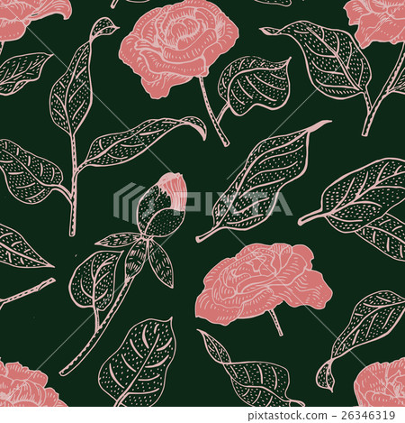 Floral seamless vector pattern with peony flower. 26346319
