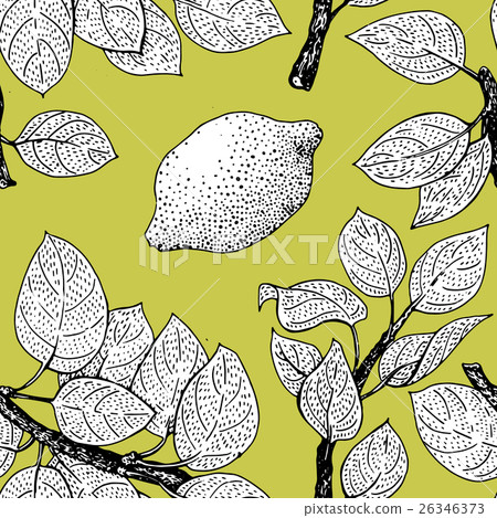 Seamless vector Pattern with Lemon Leaves - Stock Illustration ...