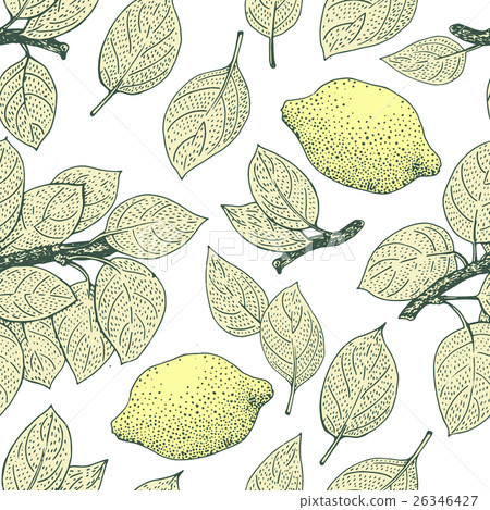 Seamless vector Pattern with Lemon Leaves - Stock Illustration ...