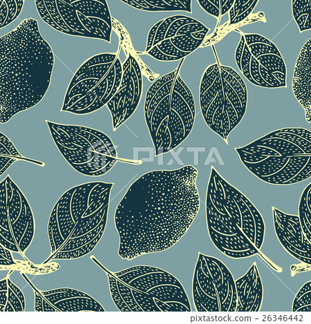 Seamless vector Pattern with Lemon Leaves - Stock Illustration ...