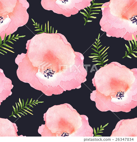 Floral seamless pattern with flowers in watercolor - Stock Illustration ...