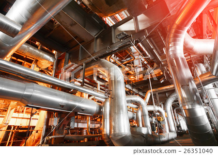 Equipment, cables and piping in red tones 26351040