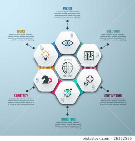 Modern infographics options template with 7 paper 26352556