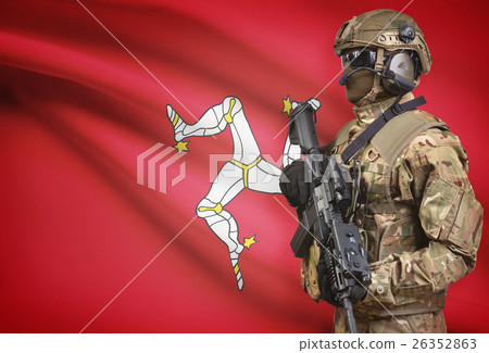Soldier with flag on background - Isle of Man 26352863