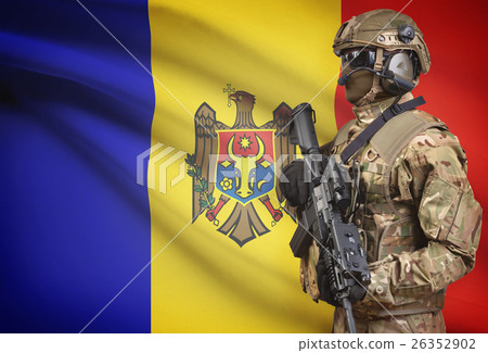 Soldier with flag on background series - Moldova 26352902