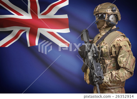 Soldier with flag on background - New Zealand 26352914