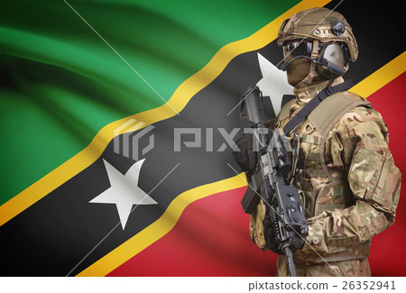 Soldier with flag - Saint Kitts and Nevis Soldier with flag - Saint Kitts and Nevis 26352941